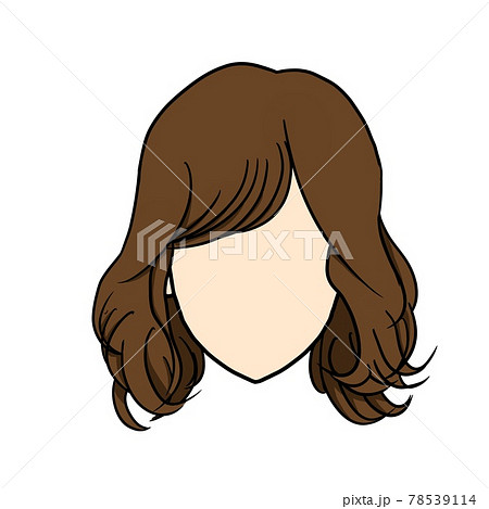 茶髪のミックス巻きウェーブミディアムのイラスト素材