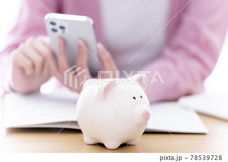 貯金 貯蓄 貯金箱 豚の貯金箱 人物 女性 貯金 貯蓄 貯金箱 豚の貯金箱 人物 女性 78539728