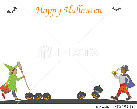 ハロウィンと仮装した子供のフレーム素材 ハロウィンと仮装した子供のフレーム素材 78540148