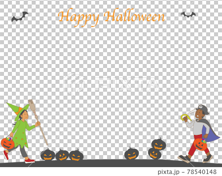 ハロウィンと仮装した子供のフレーム素材 ハロウィンと仮装した子供のフレーム素材 78540148