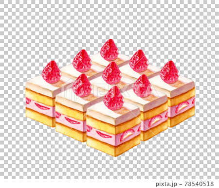 Strawberry shortcake for a party [hand-drawn watercolor painting] 78540518