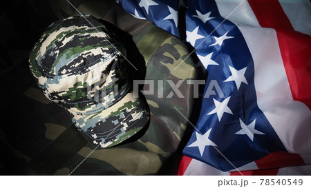 military hat with flag