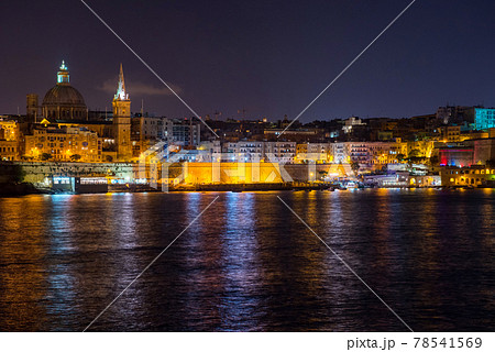Valletta at night. View from Sliema. Malta Valletta at night. View from Sliema. Malta 78541569