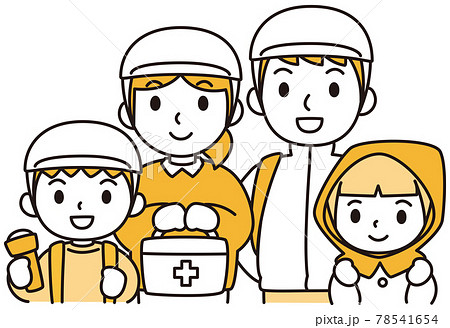 防災対策家族　正面シンプル 78541654