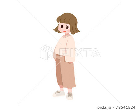 おしゃれ私服の女の子のイラスト素材