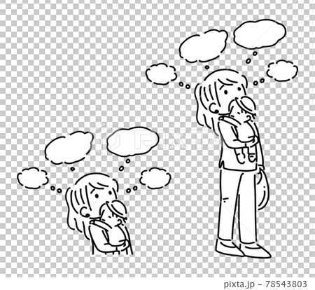 Housewife, child-rearing, worries, monochrome 78543803
