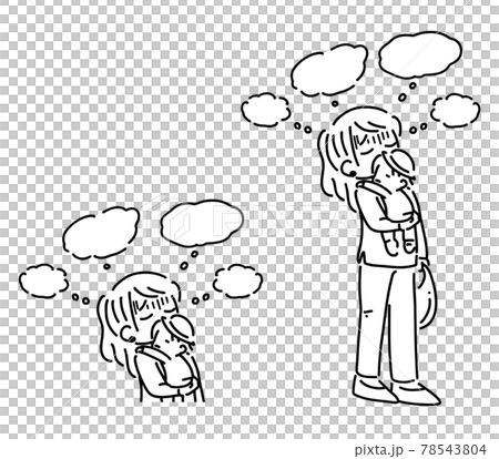 Housewife, child-rearing, worries, monochrome 78543804