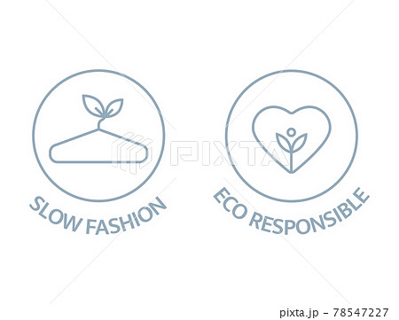 Slow fashion and eco responsible line icons. Sustainable clothes logo. Eco product badge. Organic cotton, natural dyes, renewable crop label. Conscious development. Vector illustration Slow fashion and eco responsible line icons. Sustainable clothes logo. Eco product badge. Organic cotton, natural dyes, renewable crop label. Conscious development. Vector illustration 78547227