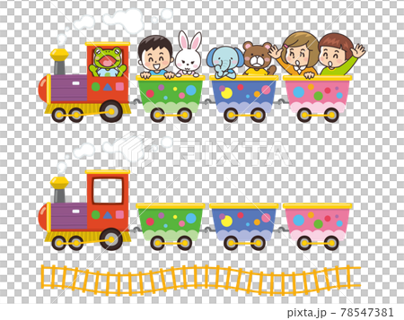 Kawaii train with children and animals 78547381