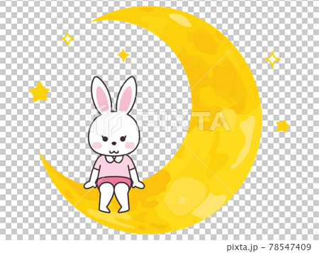 三日月に座るうさぎのイラスト素材 [78547409] - PIXTA