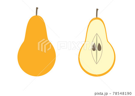Whole pear and a piece of pear on an isolated background. Flat vector illustration. 78548190