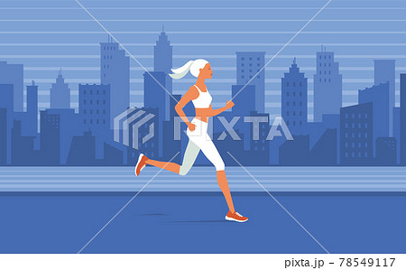 イラスト素材　ランニング・ジョギングをする女性 78549117