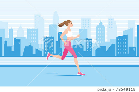 イラスト素材 ランニング・ジョギングをする女性 イラスト素材 ランニング・ジョギングをする女性 78549119