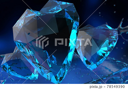 3d render illustration of crystal hearts jems flying. 3d render illustration of crystal hearts jems flying. 78549390