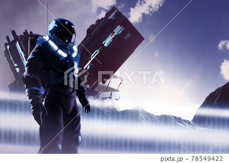 3d render illustration of astronaut in suit on planet. 3d render illustration of astronaut in suit on planet. 78549422