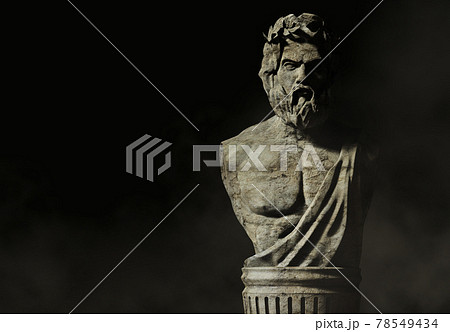 3d render illustration of greek male bust god. 78549434