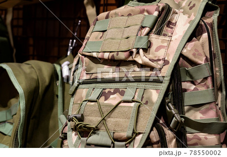 Tactical camouflaged soldier backpack. Tactical camouflaged soldier backpack. 78550002