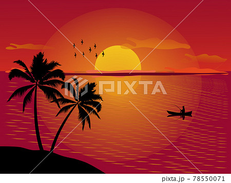 Silhouette of a man fishing in the sea with sunset in the background. Silhouette of a man fishing in the sea with sunset in the background. 78550071