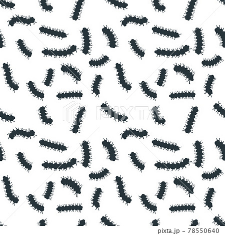 A lot of caterpillar larvae, insect icons on white, seamless pattern 78550640