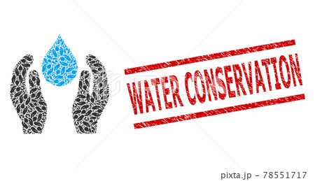Water Care Recursion Mosaic of Water Care Icons and Textured Water Conservation Stamp 78551717