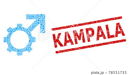 Technological Potence Fractal Composition of Technological Potence Icons and Grunge Kampala Seal 78551735