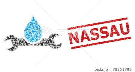 Plumbing Fractal Mosaic of Plumbing Icons and Grunge Nassau Seal 78551799