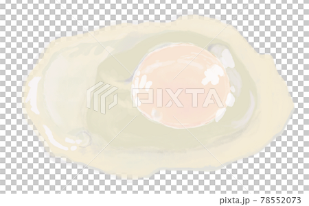 目玉焼き フライパンに水を入れ加熱 卵黄に白い膜がはったもののイラスト素材