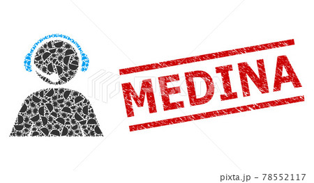 Call Center Operator Recursive Mosaic of Call Center Operator Items and Textured Medina Seal Stamp 78552117