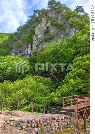 春 塩原渓谷 天狗岩 箒川 野立て岩周辺の景色 春 塩原渓谷 天狗岩 箒川 野立て岩周辺の景色 78553717