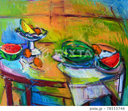 スイカの油絵 78553746
