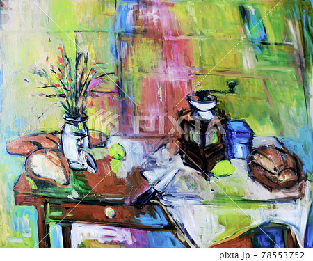 夏の花のある食卓の油絵 78553752