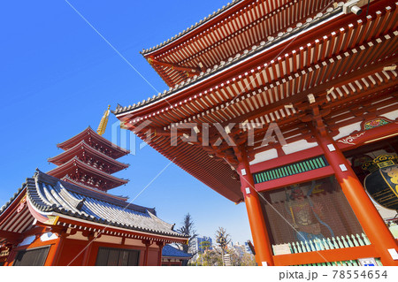 宝蔵門　本殿　浅草寺　青空　 78554654