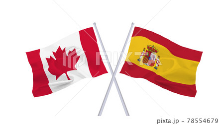 カナダとスペインの国旗のイラスト素材