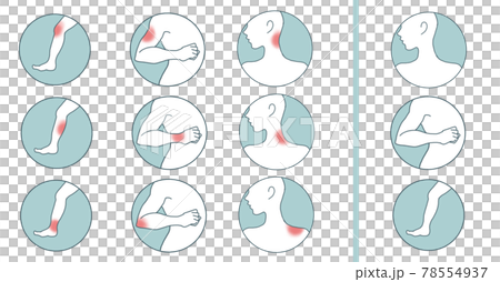 ケガ・肉離れのセットイラスト (透過png) ケガ・肉離れのセットイラスト (透過png) 78554937