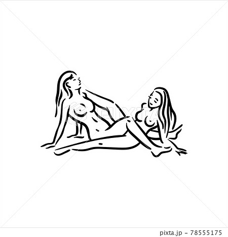 Homosexual two lesbian girls sex pose illustration 78555175