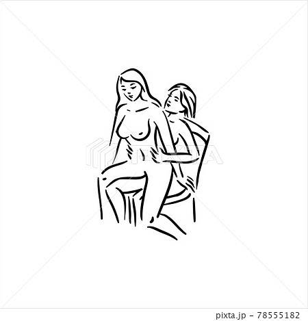 Homosexual two lesbian girls sex pose illustration 78555182