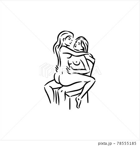 Homosexual two lesbian girls sex pose illustration 78555185