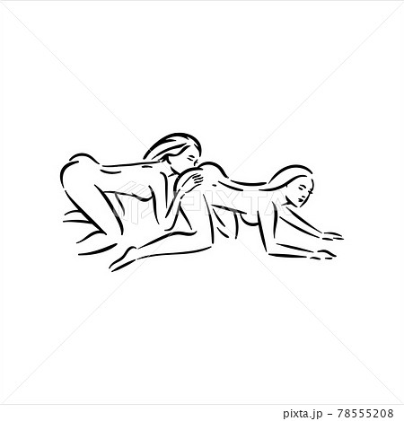 Homosexual two lesbian girls sex pose illustration 78555208