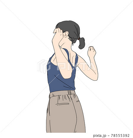 肩甲骨を伸ばす女性のイラスト素材 肩甲骨を伸ばす女性のイラスト素材