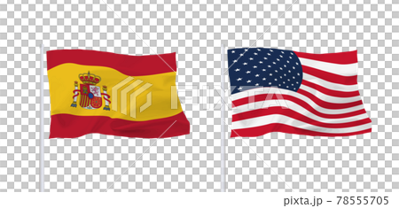 アメリカとスペインの国旗 アメリカとスペインの国旗 78555705