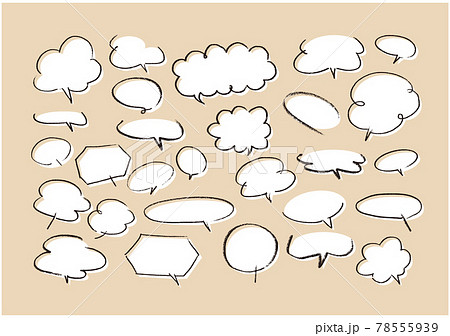 ふきだし　手描き　鉛筆　ざらざらタッチ 78555939