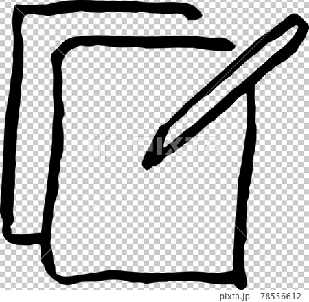 文書のシンプルな手描き線画イラストアイコンのイラスト素材