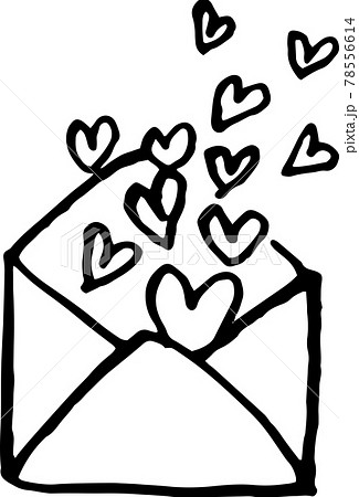 ラブレターのシンプルな手描き線画イラストアイコンのイラスト素材