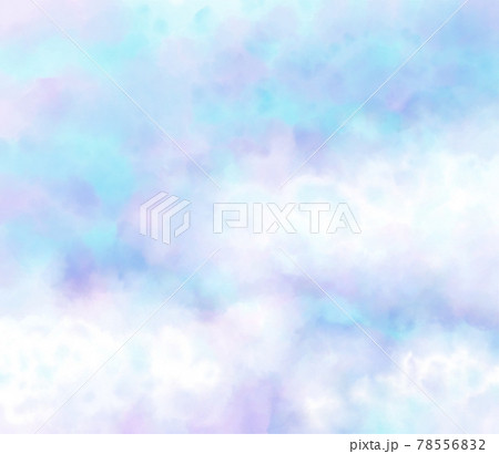 青色とピンクの空にうっすら雲がかかったイラストのイラスト素材