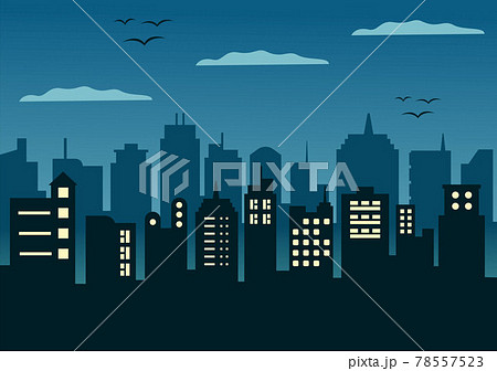 City Landscape Buildings and Architecture Silhouette Vector Background Collage Set. Illustration in Simple Geometric Flat Style 78557523