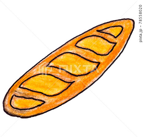 色鉛筆手書きのフランスパンのイラスト素材