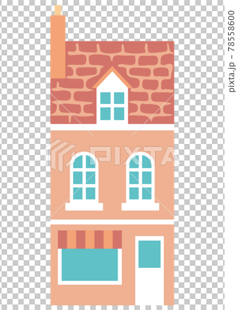 A dull pink European-style house with a shop window A dull pink European-style house with a shop window 78558600