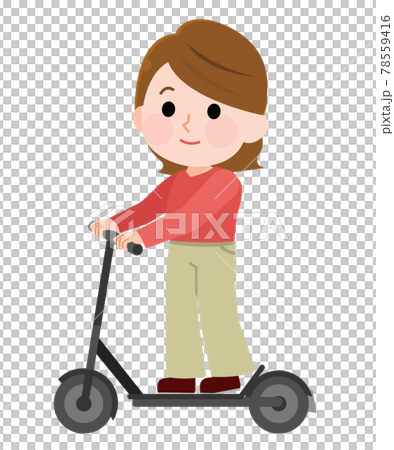 一個女人騎電動踢腳板的插圖 78559416