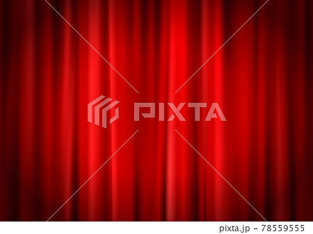 スポットライトの当たっているレッドカーテンのイラスト素材(ベクターあり) 78559555