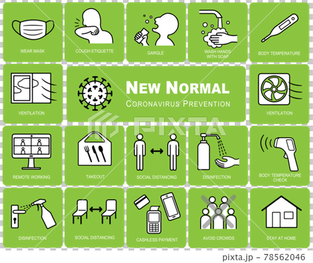 英語版　新型コロナウイルス感染症対策ポスター　アイコン セット 78562046